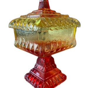 Vintage  Jeanette Glass Wedding Cake   Box Candy Dish